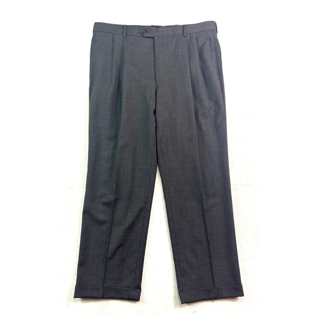 Jos A Bank 43 R 37x30 gray herringbone 2pc Pant‎ Suit Signature Collection Wool